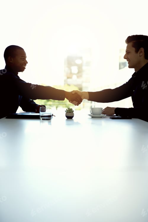 Preview: Cropped shot of two businesspeople shaking hands in an office