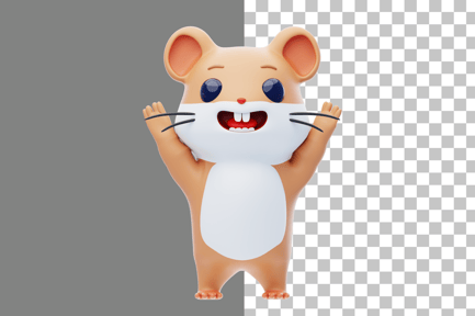 Preview: Hamster Character Raising Hands 3D Illustration