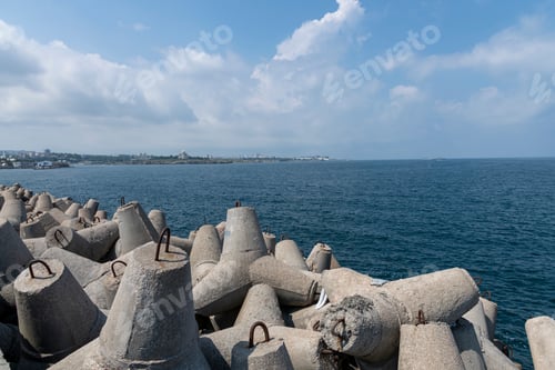 Preview: Tetrapod concrete blocks on breakwater