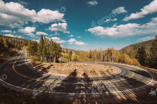 Preview: Hairpin turn at autumn in Colorado, USA.