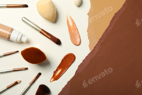 Preview: Concept of cosmetic and make up - foundation, top view