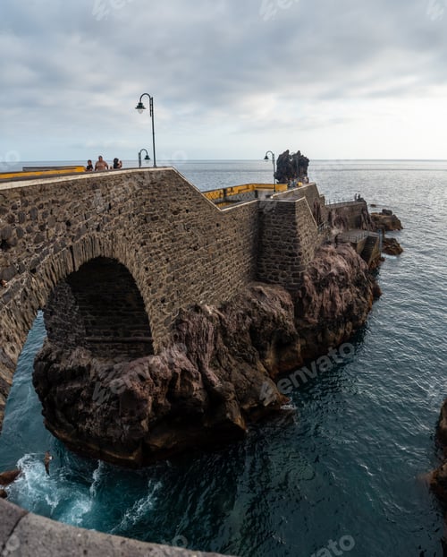 Preview: Beautiful coastline of Ponta do Sol in summer and a sea walk called Cais da, Madeira. Portugal