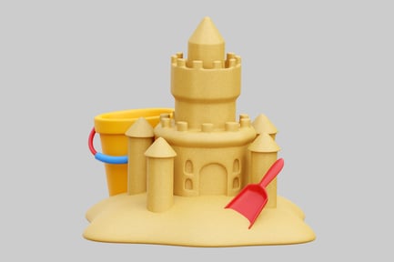 Preview: 3D Sandcastle With Beach Toys