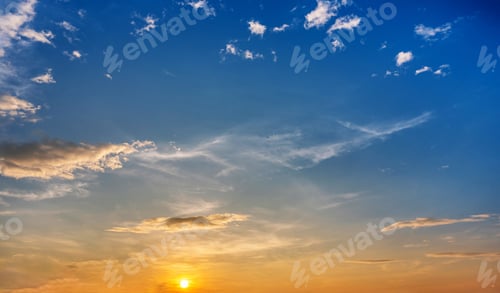 Preview: Beautiful dramatic scene of sunrise sky background. Majestic real soft cloud