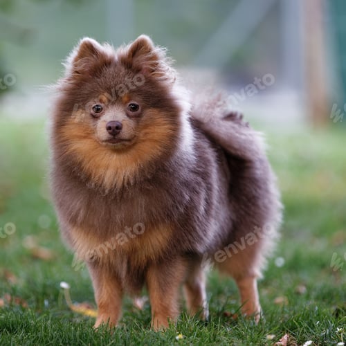 Preview: Selective of a Pomeranian dog in a garden