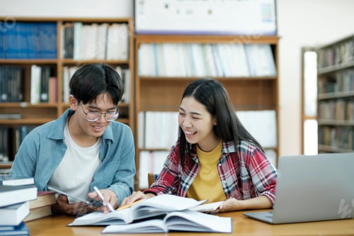 Preview: Young students campus helps friend catching up and learning.
