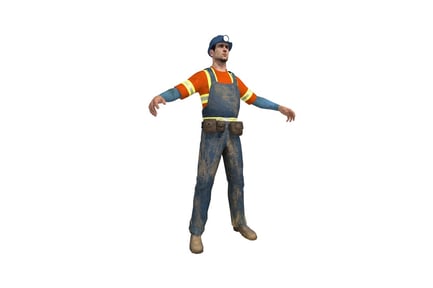 Preview: Construction worker in protective gear with outstretched arms