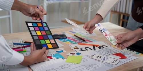 Preview: Brainstorm team of creative web graphic designer planning, Group of mobile phone app developer team