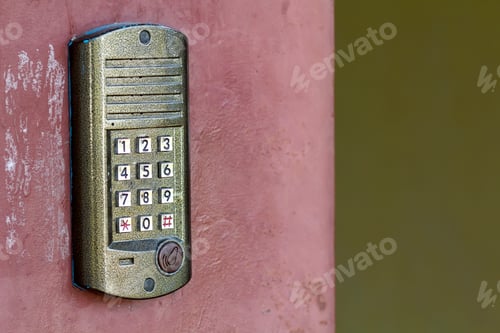 Preview: Door access control panel to lock and unlock door. Security system concept