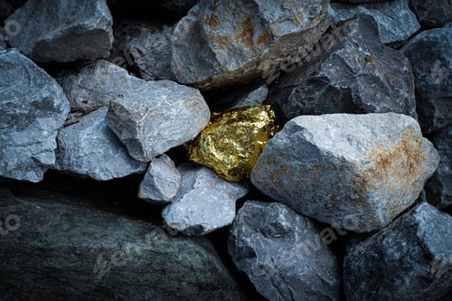 Preview: Gold nugget and grey granite stone background