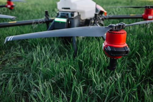 Preview: smart agriculture industry concept, drone in precision farm use for spray a water