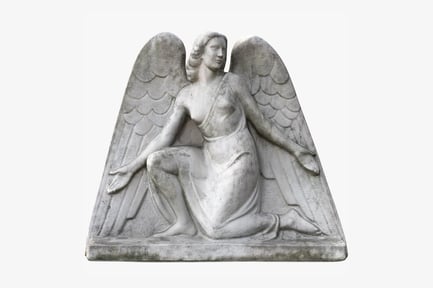 Preview: Kneeling Angel Monument with Wings