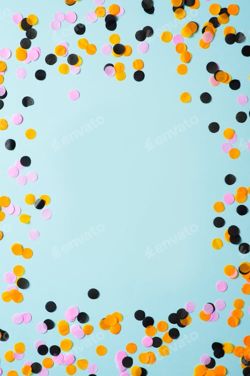 Preview: Halloween party concept with black and orange confetty