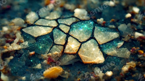 Preview: Close-up view background of the cracked gemstones underwater - Digital Generate Image