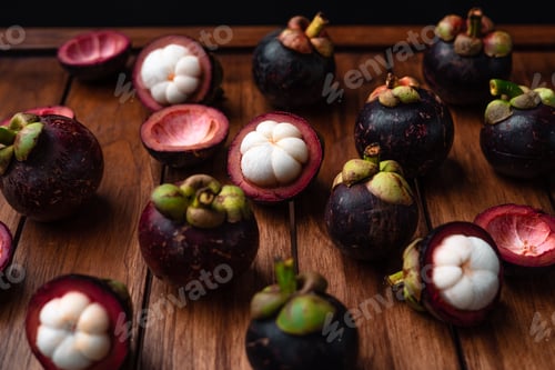 Preview: Mangosteen fruit on wooden background