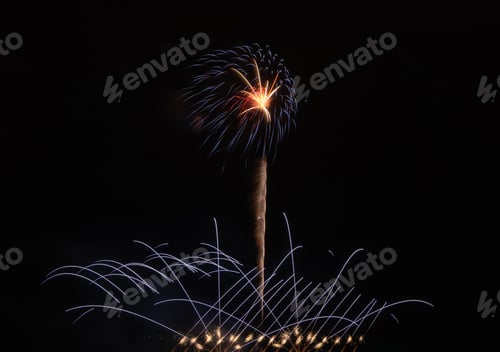 Preview: Fireworks festival display at night. Variety of fireworks in celebration. Happy New Year.