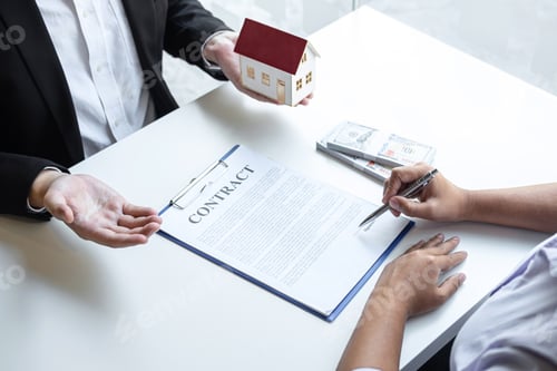 Preview: Estate agent broker reach contract form and presentation to client signing agreement contract