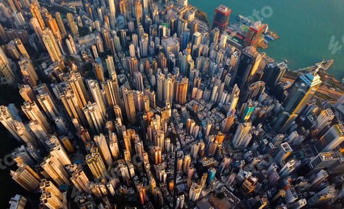 Preview: Hong Kong Downtown, China. Financial district in city in Asia. Skyscraper buildings