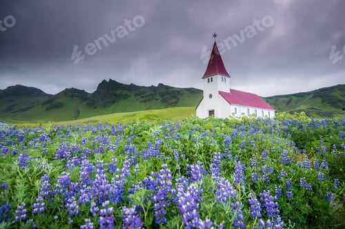 Preview: Beautiful church in Vik in the summer, Iceland