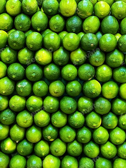 Preview: Fresh organic green limes on display at the local market!