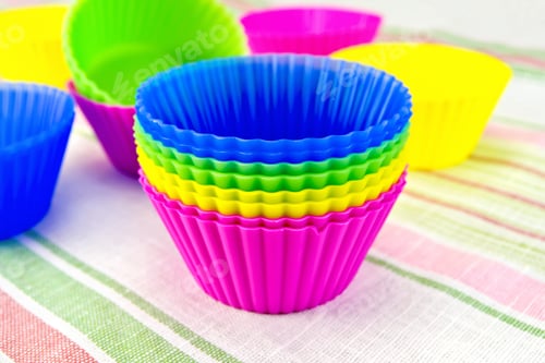 Preview: Colorful Cupcake Liners Stacked in a Cheerful Display