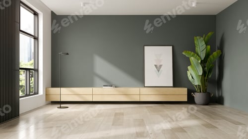 Preview: Minimalist Interior of modern living room 3D rendering