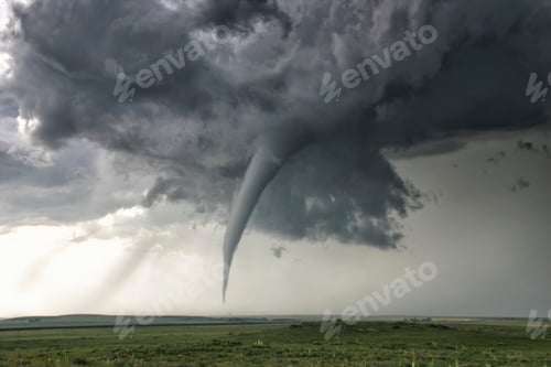 Preview: Tornado touching down on a vast plain.
