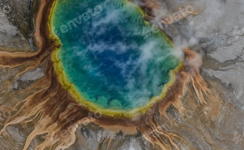 Preview: Aerial view of Grand prismatic spring in Yellowstone national park, USA