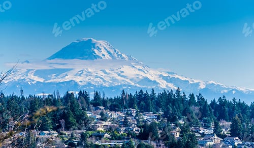 Preview: A View Of Mount Rainier And Homes.