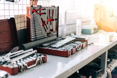 Preview: Car repair tools at service station