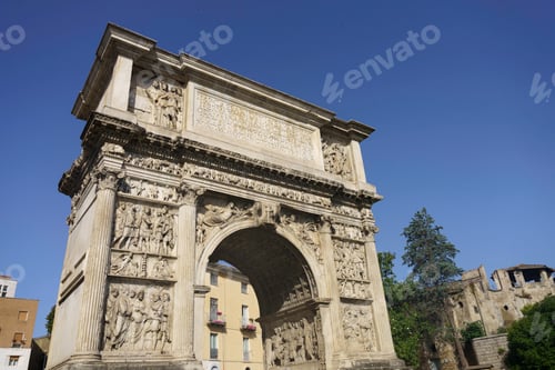 Preview: Benevento: Arco di Traiano, Roman arch, at morning
