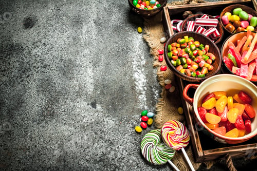 Preview: Various sweets, candies, jelly, marshmallows and candied fruits.