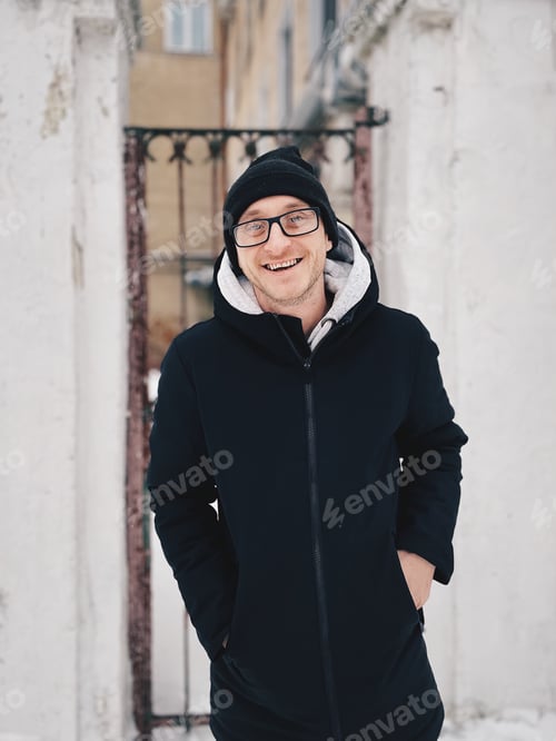 Preview: Winter outdoors man portrait