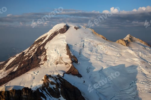 Preview: Aerial landscape view of the Mount Baker during a vibrant summer sunset