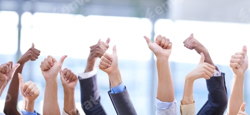 Preview: We can do it all. Cropped shot of a group of unrecognizable office workers giving the thumbs up.
