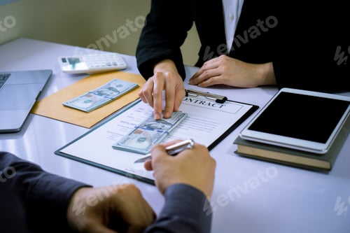 Preview: Asian male finance staff, A business man has been offered a bribe to sign a contract with a rival fi