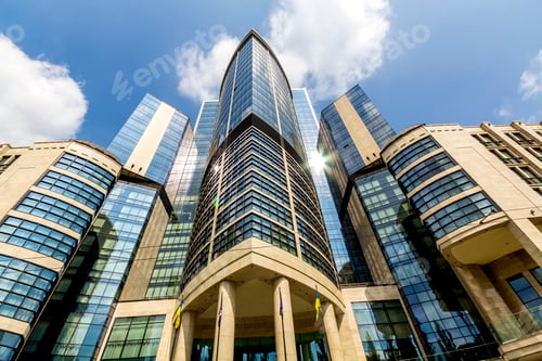 Preview: Bottom view of modern skyscrapers in business district