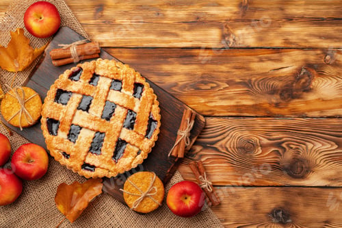 Preview: Top view of a traditional american thanksgiving pie top view