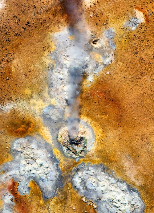 Preview: Aerial view on Iceland. Aerial landscape above geysers valley. Icelandic landscape from air.