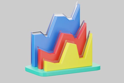 Preview: Abstract geometric sculpture with a teal base and bright yellow, red, and blue shapes