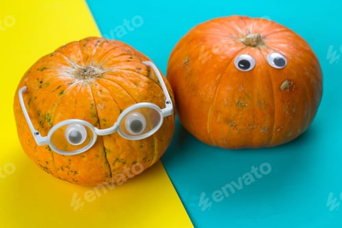 Fun Pumpkins Wearing Googly Eyes and Eyeglasses