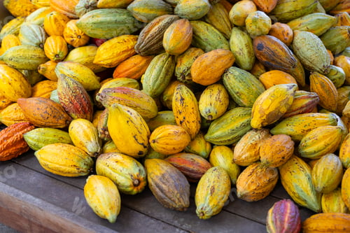 Preview: Fresh cocoa pod harvest in farm