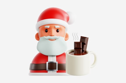 Preview: 3D Santa Claus with Hot Chocolate Cup Illustration