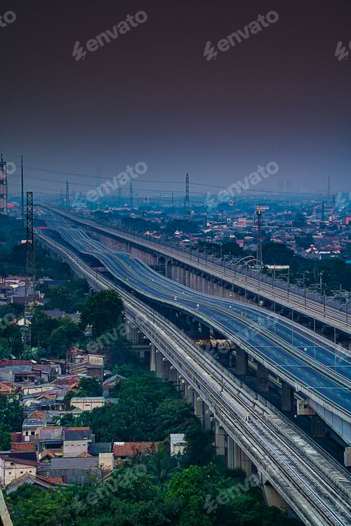 Preview: Aerial view of the entrance to Jakarta from the Bekasi Highway Railway