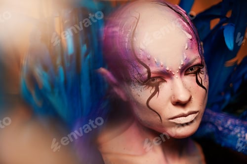 Preview: Creative makeup. Woman from space concept.
