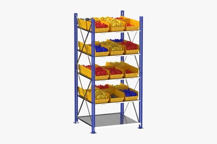 Preview: Industrial Rack With Filled Storage Bins