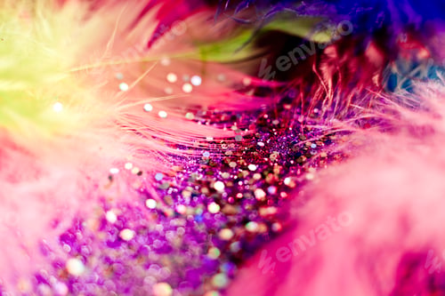 Preview: macro shot of feather and glitter