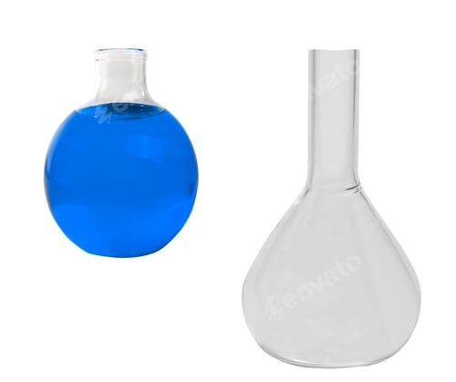 Preview: Chemical laboratory flasks with red liquid isolated