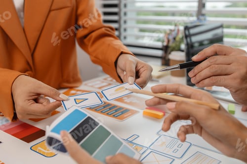 Preview: Process of creating an interface for a mobile app, user interface and experience concept, ux, ui, ux