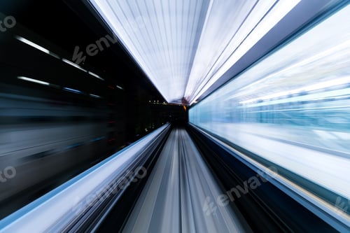 Preview: Train moving fast in tunnel